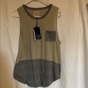 Chaser Tan and Gray Muscle Tee Size L NWT